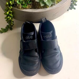 Polo Ralph Lauren All Black Leather ankle boot sneaker kids 9 toddler